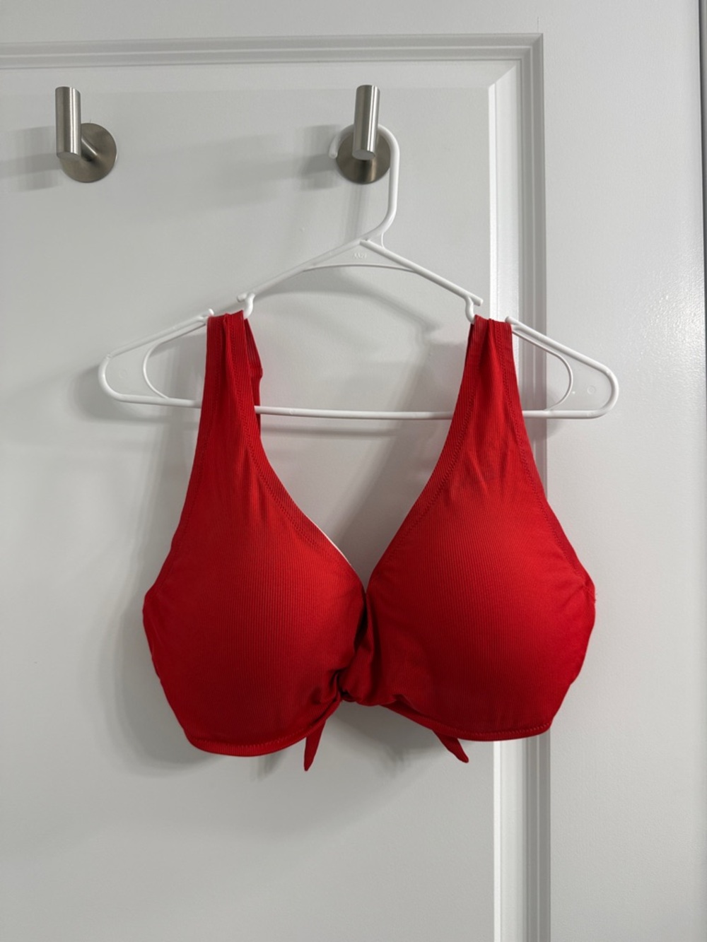 Shade & Shore Red Knot-Front Bikini Top
